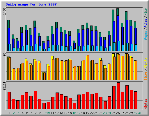 Daily usage for June 2007