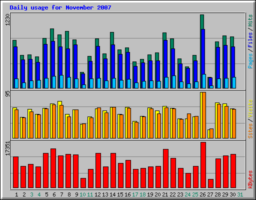 Daily usage for November 2007