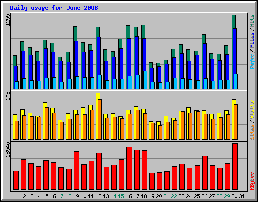 Daily usage for June 2008