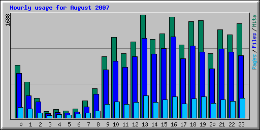 Hourly usage for August 2007