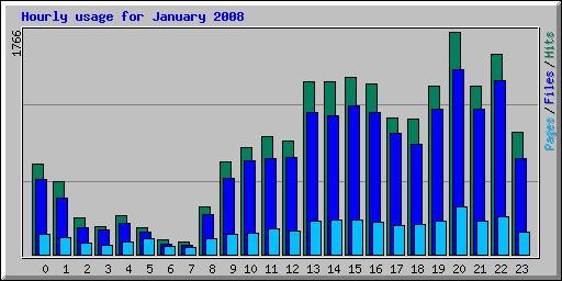 Hourly usage for January 2008