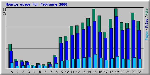 Hourly usage for February 2008